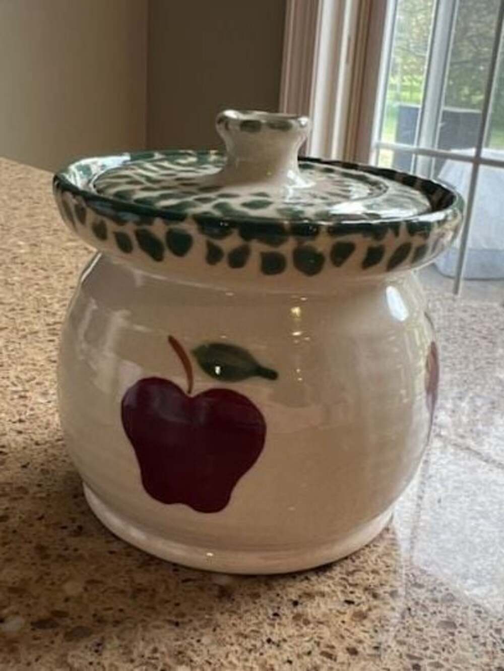 Handmade Ceramic Apple Motif Lidded Canister Jar Cottagecore‎ Grandmillenial